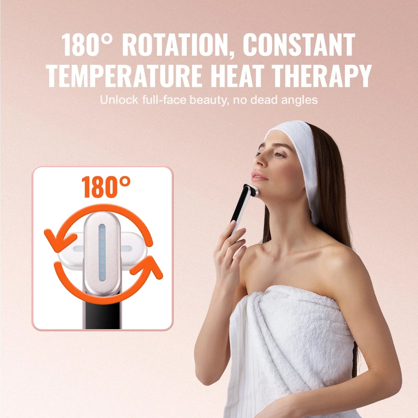 VEVOR Red Light Therapy Wand for Face and Neck, 3-In-1 LED Facial Wand Red Light Therapy Device with Heating Therapy| Vibrating Facial Massage, Portable LED Beauty Wand